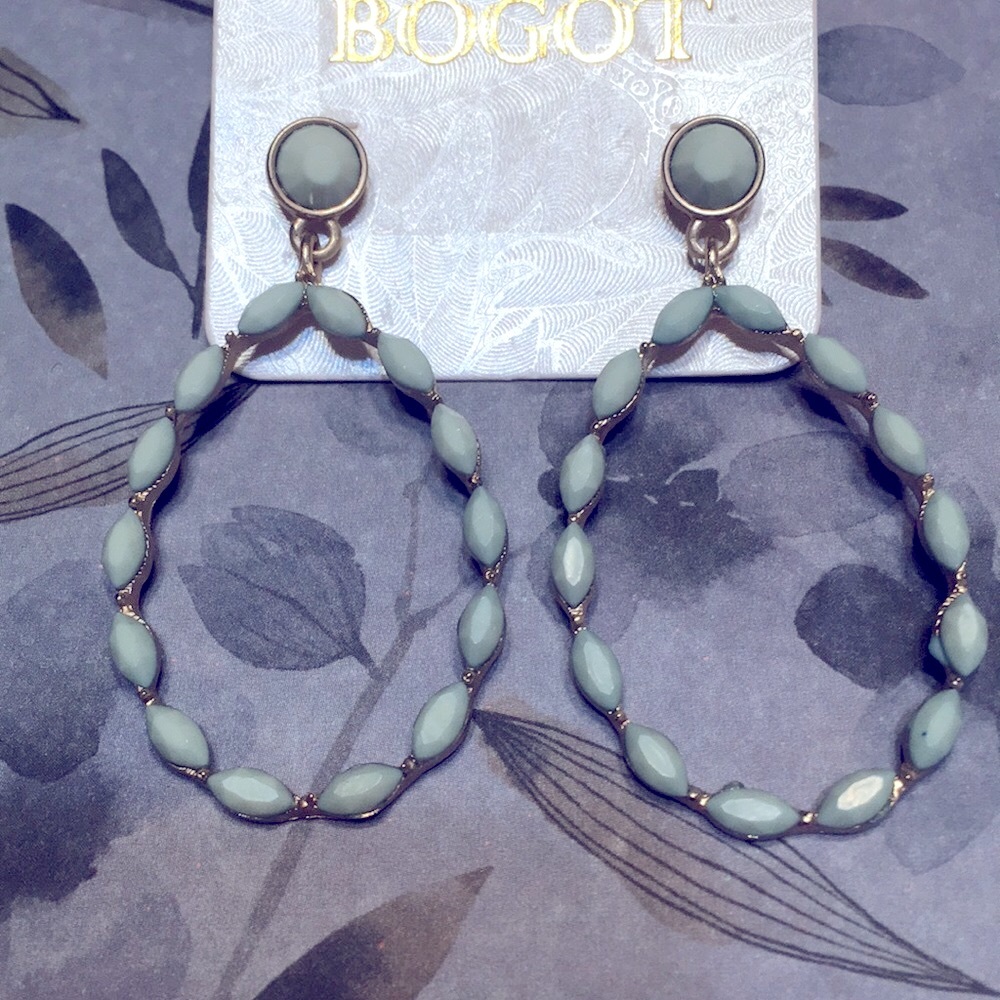 Blue Green hoop earrings